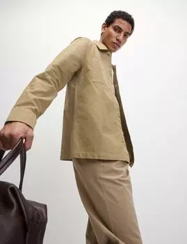 Верхняя рубашка с высоким содержанием хлопка Marks & Spencer, цвет Stone