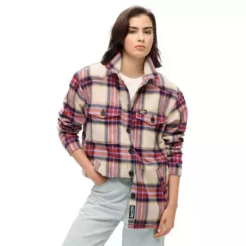 Верхняя рубашка Superdry Borg Check, бежевый