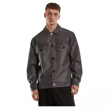 Верхняя рубашка Urban Classics Synthetic Vintage Leather, серый