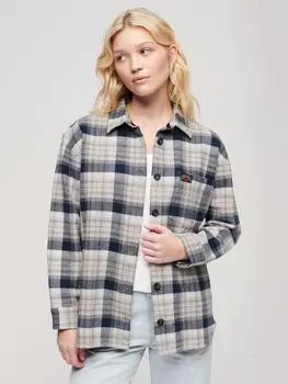 Верхняя рубашка в клетку из органического хлопка Superdry, темно-синий/слоновая кость