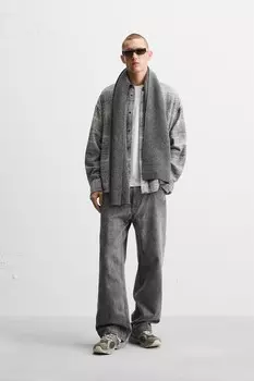 Верхняя рубашка в клетку с эффектом стирки ZARA, серый