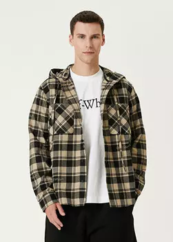 Верхняя рубашка в клетку с капюшоном Off-White, черный