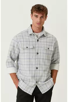 Верхняя рубашка в клетку с карманами цвета экрю Network, экрю