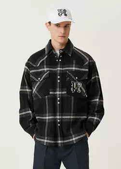 Верхняя рубашка в клетку с логотипом Palm Angels, синий