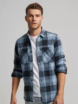Верхняя рубашка в клетку Superdry Vintage Check, рабочая одежда, синее омбре