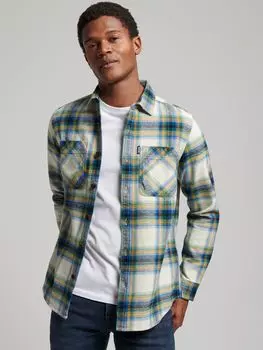 Верхняя рубашка в клетку Superdry Vintage Check, зеленая клетка Friars