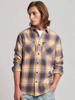 Верхняя рубашка в клетку Superdry Vintage Check, золотисто-темно-синее омбре