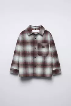 Верхняя рубашка в клетку ZARA, цвет brick