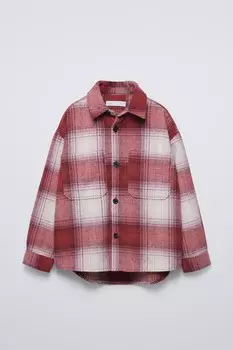 Верхняя рубашка в клетку ZARA, красный