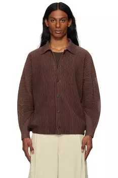 Верхняя сетчатая куртка Homme Pliss Issey Miyake, коричневый