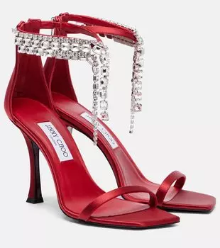 Верити 100 сатиновые босоножки с декором Jimmy Choo, Ruby Red