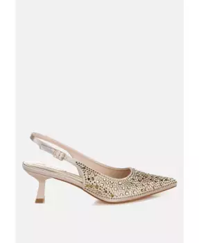 Вернаос босоножки-лодочки с острым носом и стразами London Rag, коричневый/бежевый