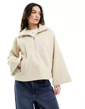 Vero Moda – элегантная куртка без шнуровки кремово-белого цвета с короткой молнией