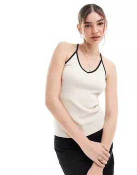 Vero Moda – Aware – Черный топ без рукавов с контрастной окантовкой