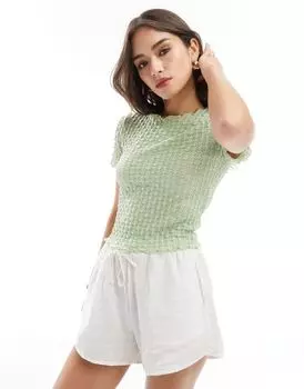 Vero Moda - Aware - Мини-футболка с фактурной зеленой шалфеем