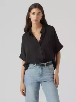 Vero Moda блузка с короткими рукавами "VMKATRINE S/S OVERSIZED SHIRT WVN NOOS", черный
