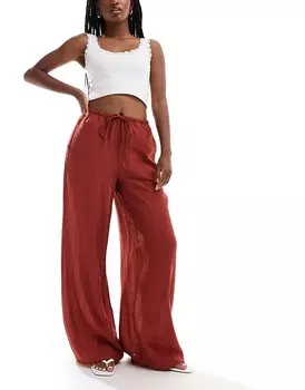 Vero Moda – брюки с текстурой ржавчины, широкими штанинами и кулиской на талии