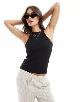 Vero Moda — черная майка в рубчик с открытой спиной