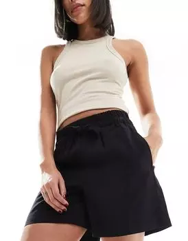 Vero Moda – черные шорты свободного кроя, завязываемые на талии