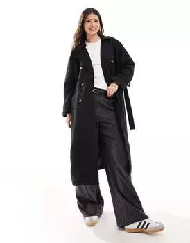 Vero Moda – Черный тренч удлиненного кроя с поясом