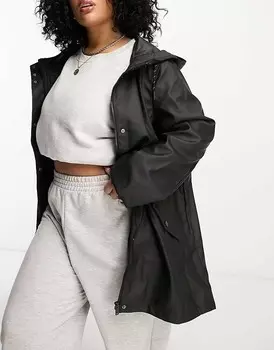 Vero Moda Curve – Черный резиновый плащ с капюшоном