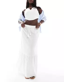 Vero Moda Curve – Длинная юбка белого цвета в стиле бохо