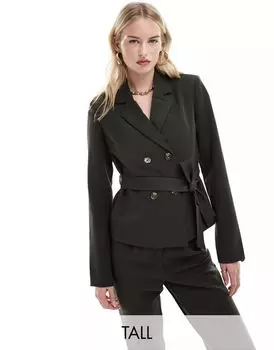Vero Moda – Элегантный жакет цвета хаки с поясом, комбинированная деталь