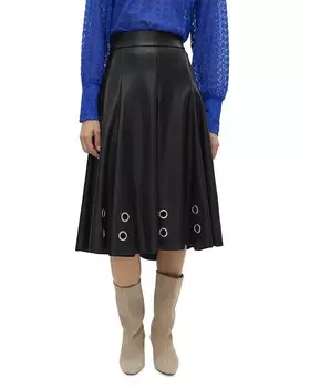 Vero Moda Юбка Vmemmy из искусственной кожи с отделкой люверсами, черный