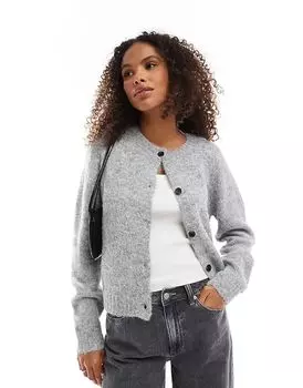 Vero Moda – Кардиган в пеструю светло-серую расцветку с круглым вырезом