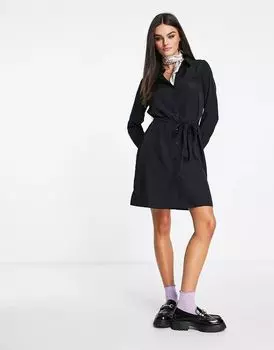 Vero Moda короткое черное платье-рубашка