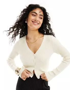 Vero Moda – кремовый кардиган в рубчик