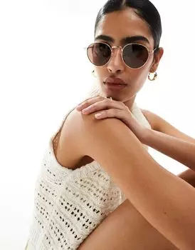 Vero Moda – Круглые солнцезащитные очки золотого цвета