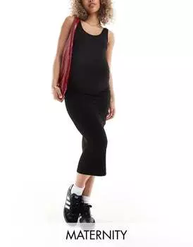 Vero Moda Maternity - Черное бесшовное платье миди