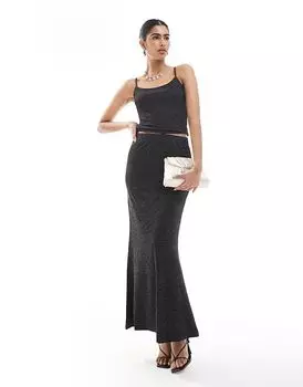 Vero Moda – Mix & Match – макси-юбка блестящего черного цвета, комплект