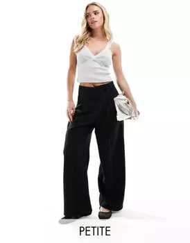 Vero Moda Petite – черные брюки для папы с широким низом