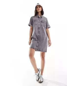 Vero Moda — платье с короткими рукавами из серого денима