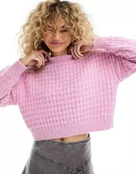 Vero Moda – Пушистый вязаный свитер пастельно-сиреневого цвета с патентным узором