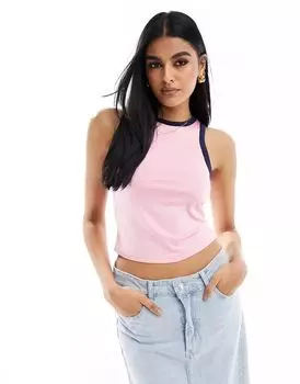 Vero Moda – спортивная майка розового цвета с контрастной отделкой