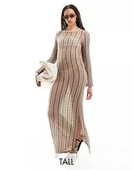 Vero Moda Tall длинное бежевое пляжное платье крючком