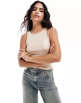 Vero Moda — топ без рукавов с покрытием кремового цвета с эффектом металлик