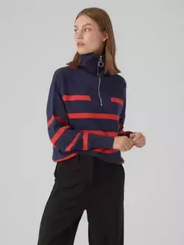Vero Moda Troyer "VMSABA STRIPE LS ВЫСОКАЯ БЛУЗКА GA NOOS", синий