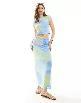 Vero Moda – юбка-миди из сетки с пастельным эффектом омбре, часть комплекта