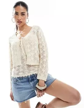 Vero Moda – Укороченный кардиган крючком в кремово-белом цвете, Co-ord