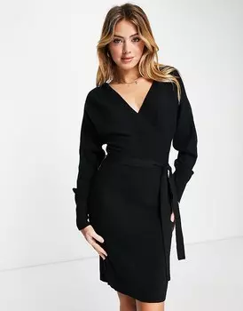 Vero Moda – Вязаное мини-платье с запахом черного цвета