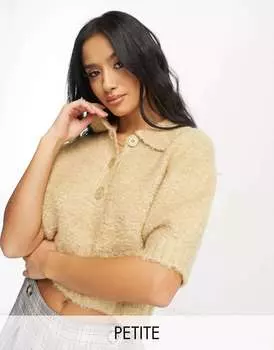 Vero Moda вязаный топ на пуговицах светло-коричневого цвета
