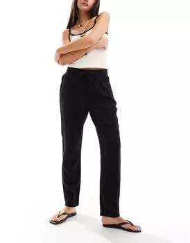 Vero Moda - Зауженные брюки из смесового льна черного цвета