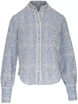 Veronica Beard блузка Thorp с вышивкой английской вышивки, синий