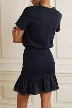 VERONICA BEARD платье мини Aberdeen из хлопка со сборками, военно-морской