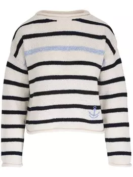 Veronica Beard полосатый джемпер с вышитым логотипом, серый