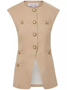 Veronica Beard топ Tamara с тиснеными пуговицами, нейтральный цвет